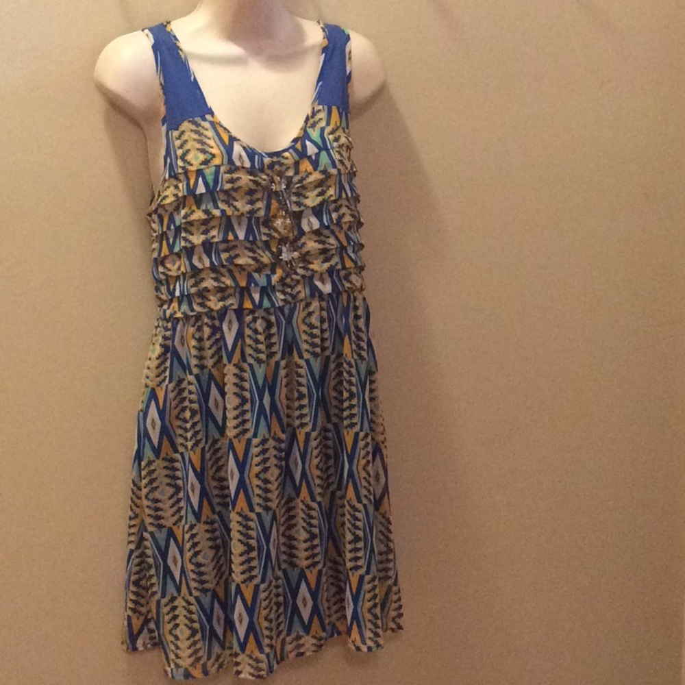 UMGEE CHIFFON BEADED KNEE LENGTH SUNDRESS, M